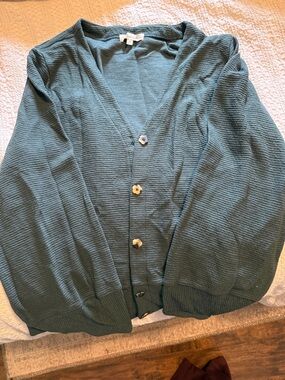 Madewell Teal Ribbed V‑Neck Top